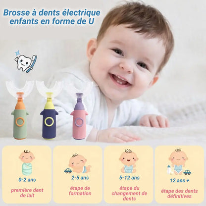 Brosse à dents automatique pour enfants en forme de U