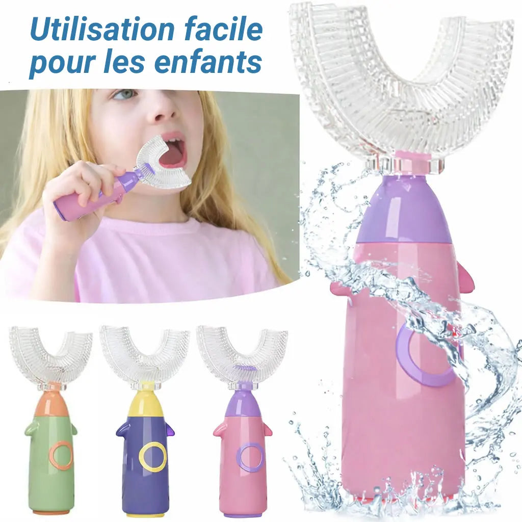 Brosse à dents automatique pour enfants en forme de U